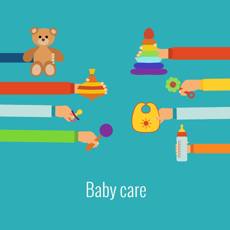 Baby care flat concept made in vectorのイラスト素材