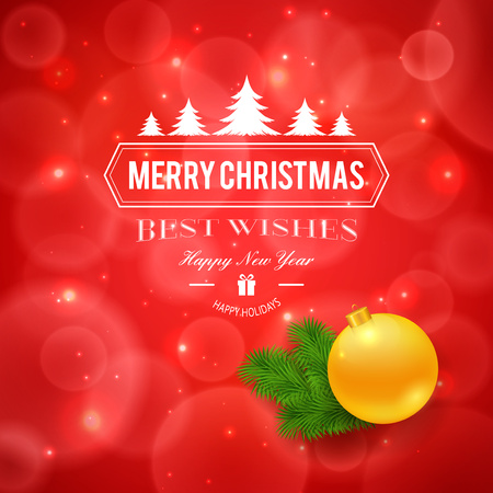 Merry Christmas greetings logo on red background. Chrictmas design made in vectorのイラスト素材