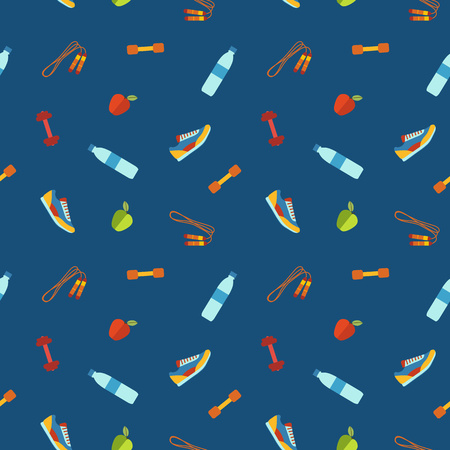 Seamless pattern with fitness elementのイラスト素材