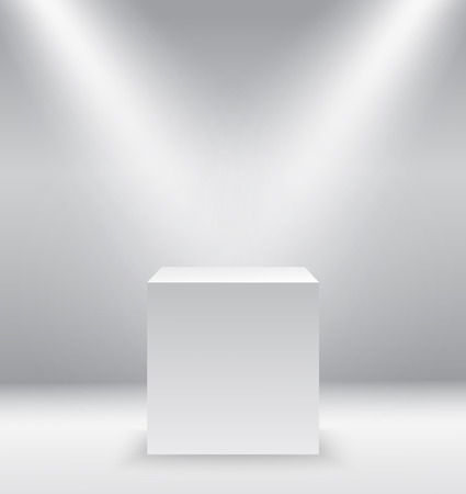 Pedestal with light source isolated on grey background, vector illustration.のイラスト素材