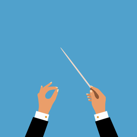 Flat concept of music orchestra or chorus conductor. のイラスト素材
