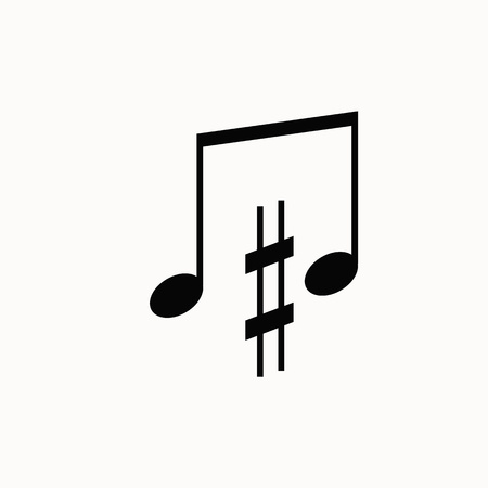 Music note isotated icon. Vector music note silhouette illustration. Concept of melody sign music...