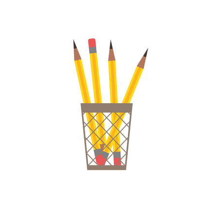 Pencil  flat icon. Vector pencil silhouette illustration. Colorful cartoon flat pencil icon for your design.のイラスト素材
