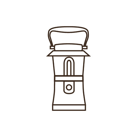Camping lamp icon isalated on wight background. Outline style vector icon of camping lamp.のイラスト素材