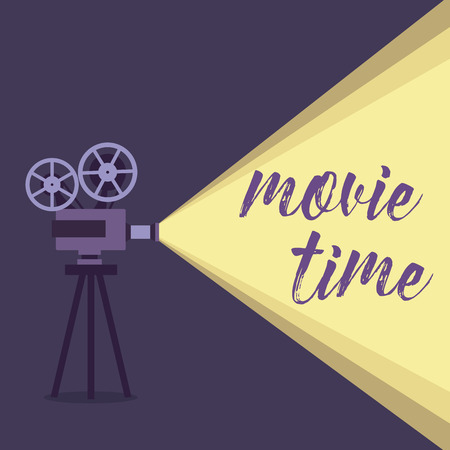 Movie projector background cinema illustration. Movie projector vintage poster. Colorful movie projector background for your design.のイラスト素材