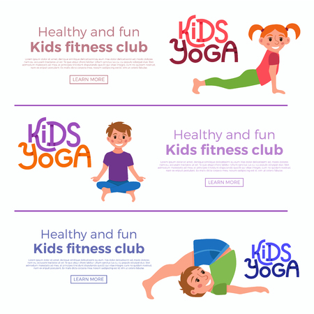 Yoga kids posesのイラスト素材