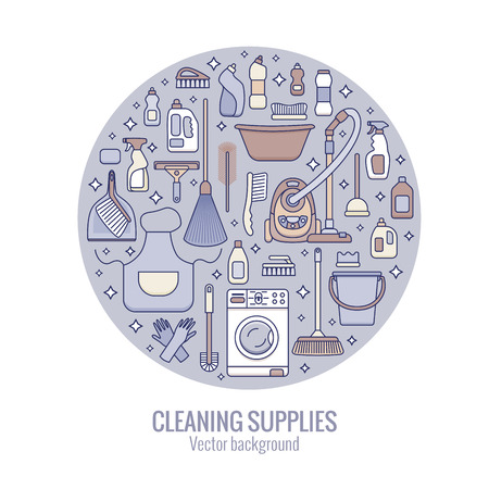 Household cleaning suppliesのイラスト素材