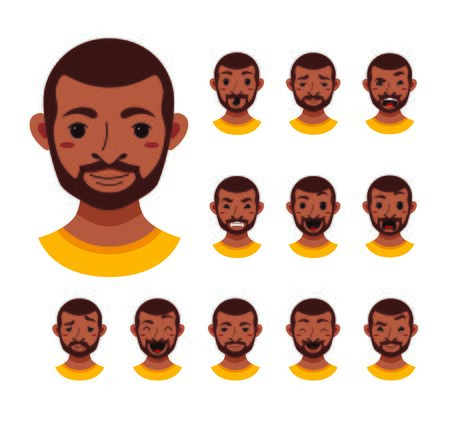 American African men facial expressionのイラスト素材
