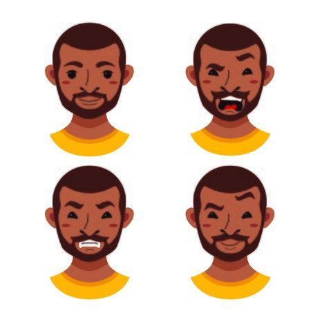American African men facial expressionのイラスト素材
