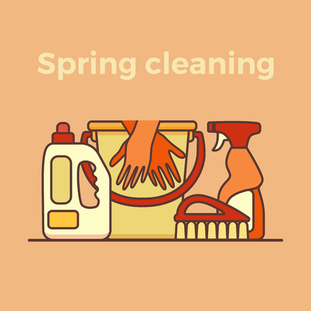 Household cleaning suppliesのイラスト素材