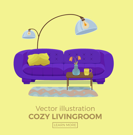 Living room cozy interiorのイラスト素材