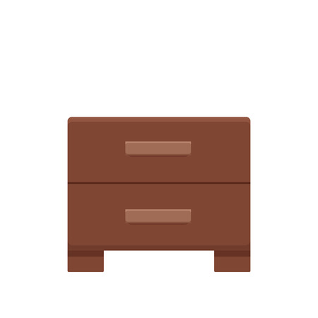 Bedside table flat colorful illustration. Wooden furniture for bedroom web site design or advertisement.  Isolated vector icon on White backgroundのイラスト素材