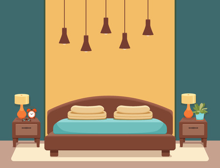 Hotel room interior vector illustration.のイラスト素材