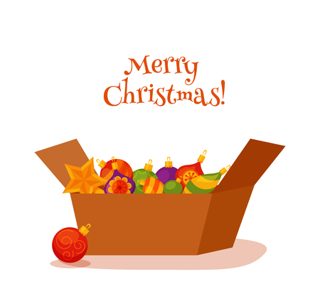 Christmas decorations in the boxのイラスト素材