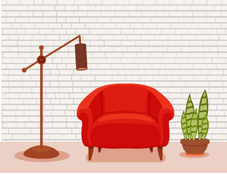 Colorful vector cozy interior warm bright winter illustratioのイラスト素材