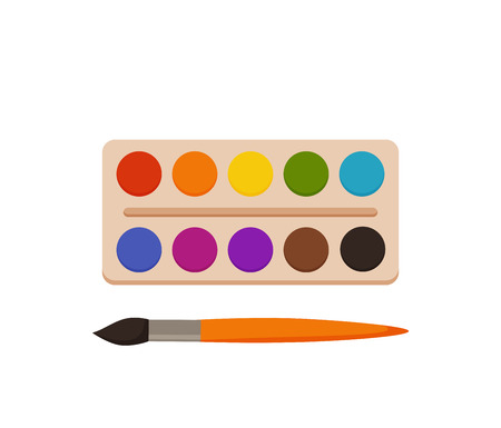 Painting tools elements cartoon colorful paint with brush vector set.のイラスト素材