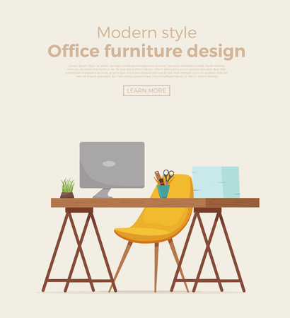 Office workplace interior cartoon design.のイラスト素材