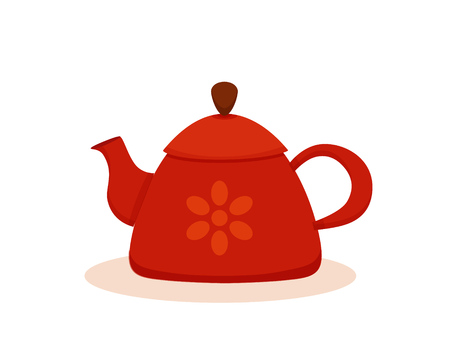 Teapot cartoon colorful vector illustration. Flat design kettle icon isolated on white background のイラスト素材