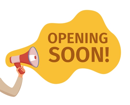Megaphone announcement vector cartoon style illustration with speech bubble.のイラスト素材