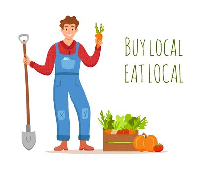 Eat local organic products cartoon vector concept.のイラスト素材