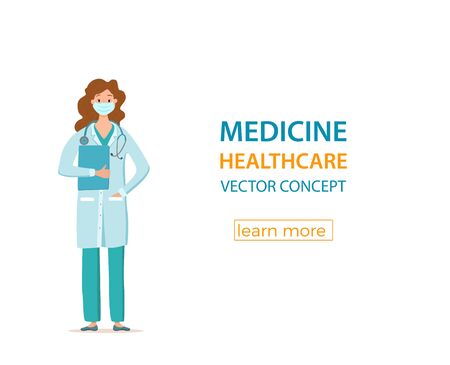 Medical people in face protection mask cartoon characters vector illustrationのイラスト素材