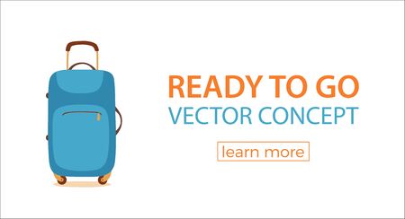 Travel suitcase vector cartoon colorful concept. Tourists packing luggage for business journey illustration. Design template for airport, ticket sales, vacation, recreation, voyage, handbag for trip.のイラスト素材