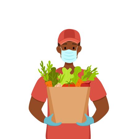 Contactless delivery during the prevention of coronavirus vector concept.のイラスト素材