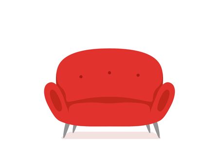 Sofa and couch red colorful cartoon illustration vector.のイラスト素材