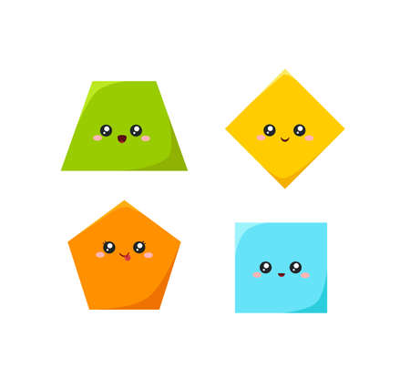 Geometric funny shapes cute kids colorful vector.のイラスト素材
