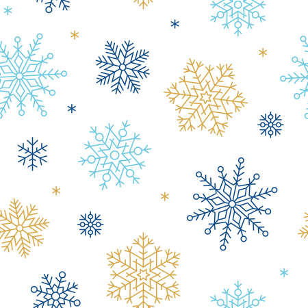 Snowflake seamless pattern vector illustration. Winter background repeat ornamentのイラスト素材