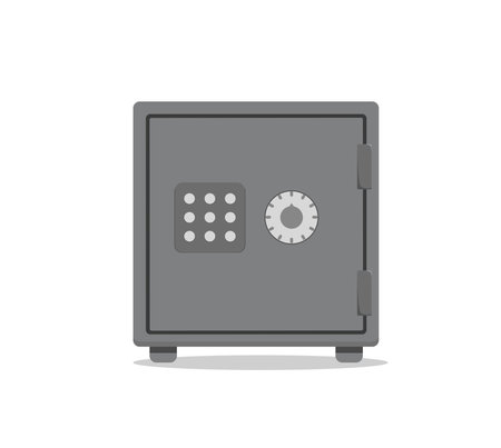 Save vault box full of money vector illustration. Cartoon flat design with bank cash safe depositのイラスト素材