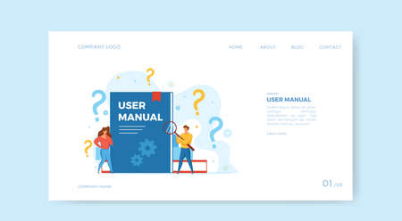 User manual concept vector illustration. People looking at user manual bookのイラスト素材
