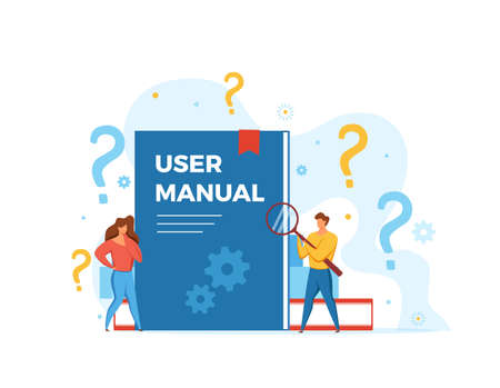 User manual concept vector illustration. People looking at user manual bookのイラスト素材