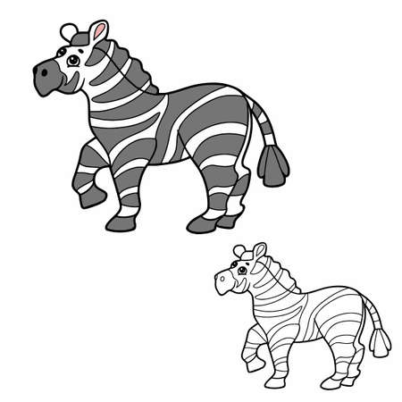 Vector element of coloring book for chidlren. Isolated outline cartoon zebra on the white background.のイラスト素材
