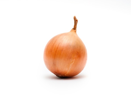 Ripe onion on a white backgroundの写真素材