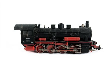 Retro train isolated on whiteの写真素材