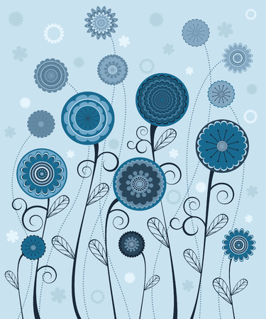 Monotone floral compositionのイラスト素材