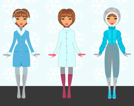 Winter girlsのイラスト素材