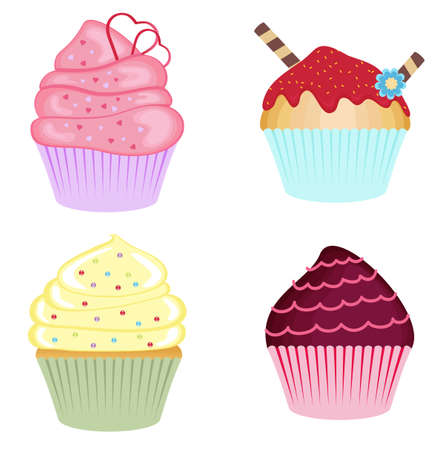 Colorful cupcakesのイラスト素材