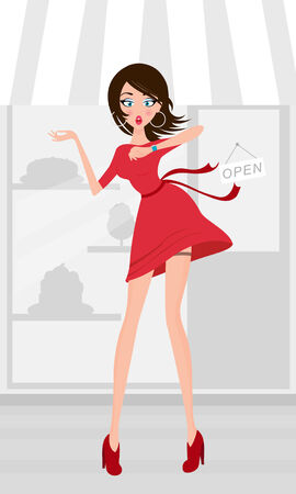 Girl in a hurryのイラスト素材