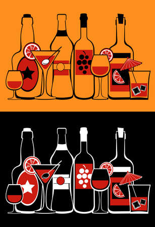 Bottles and glassesのイラスト素材