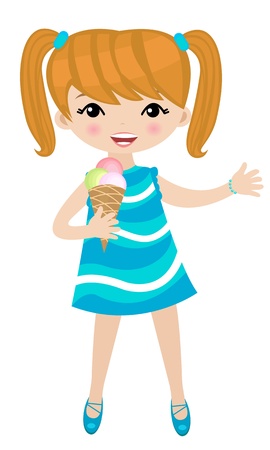 Girl eating ice creamのイラスト素材