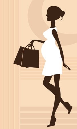 Silhouette of a fashionable pregnant woman のイラスト素材