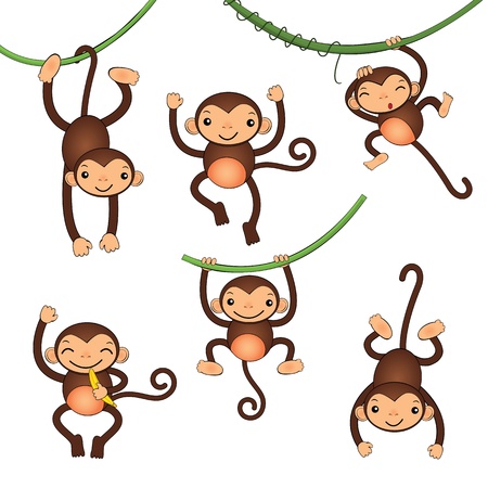 Cute monkey charactersのイラスト素材