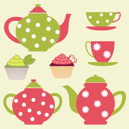Tea setのイラスト素材