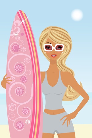 Surfer girlのイラスト素材