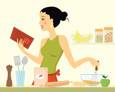 Beautiful young woman bakingのイラスト素材