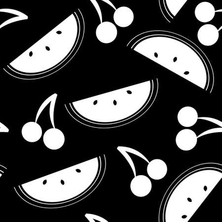 Watermelon and cherry seamless patternのイラスト素材