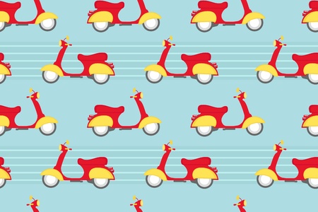Retro scooter seamless patternのイラスト素材