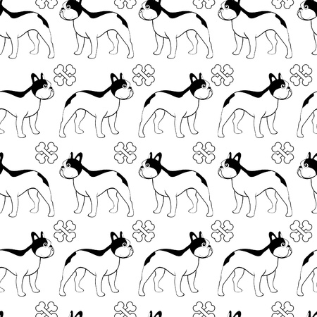 French bulldog seamless backgroundのイラスト素材